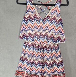 Vintage Y2K Speechless Small Teir Dress Aztec Multicolor Sleeveless Vneck Straps